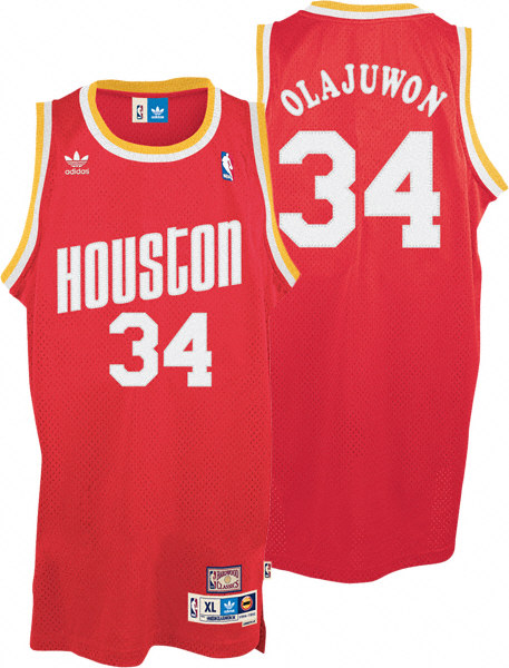  NBA Houston Rockets 34 Hakeem Olajuwon Throwback Soul Swingman Red Jersey